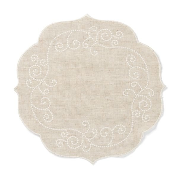French Perle Linen Round Placemat