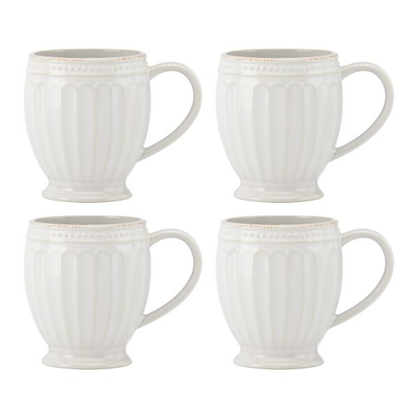 French Perle Groove Mugs, Set of 4