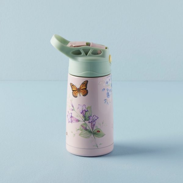Butterfly Meadow Pink Stainless Kids Water Bottle